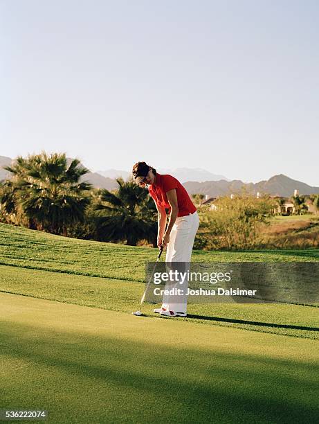 golfer holding golf club - joshua dalsimer stock pictures, royalty-free photos & images