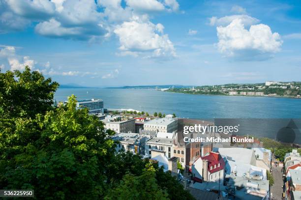 view over the st. lawrence river, quebec city, quebec, canada, north america - st lawrence river stock pictures, royalty-free photos & images