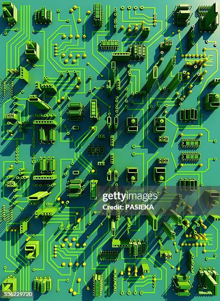 circuit city, computer artwork - chips stock illustrations