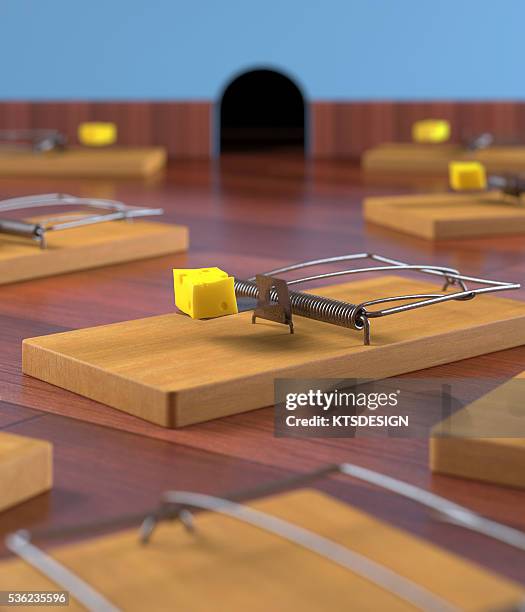 mouse traps on the floor, illustration - mouse trap stock illustrations