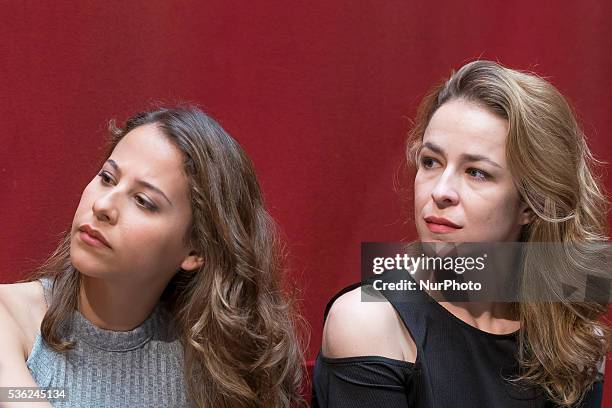 The actress Silvia Abascal and Irene Escolar attends the presentation of the theater play &quot;Soul and Body&quot; in the Spanish theater of Madrid....