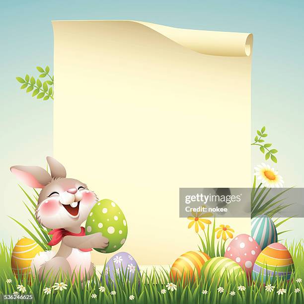 smiley bunny - easter scroll - easter bunny 幅插畫檔、美工圖案、卡通及圖標