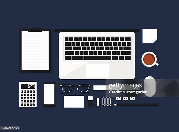 flat office desk - pencil sharpener stock illustrations