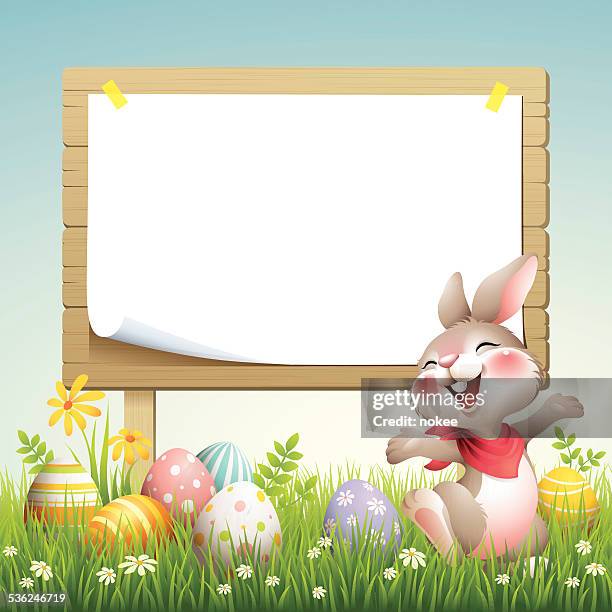 smiley bunny - easter billboard - easter bunny stock illustrations