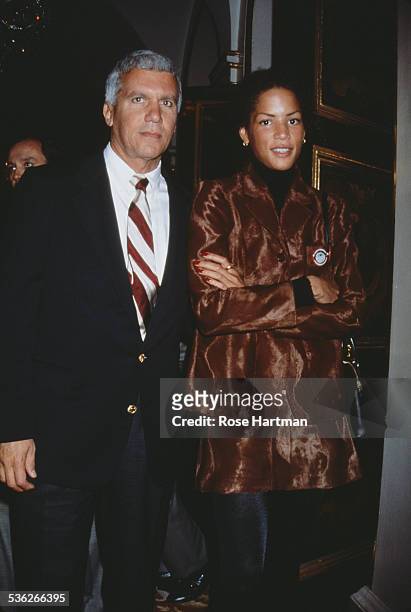 American art dealer Larry Gagosian and American model Veronica Webb attend the New York City Landmarks Preservation Commission luncheon, USA, 1994.