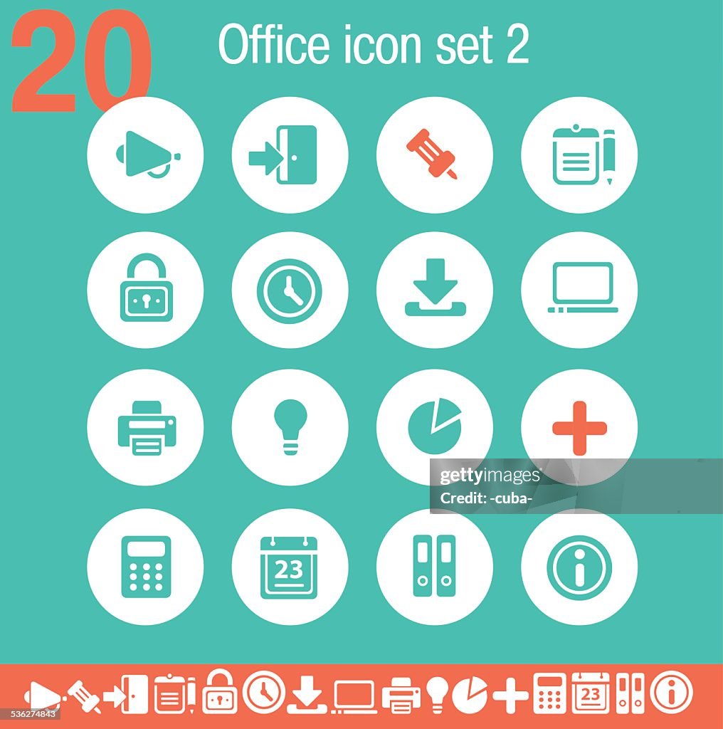 Iconos de oficina 2/plana colección esmeralda
