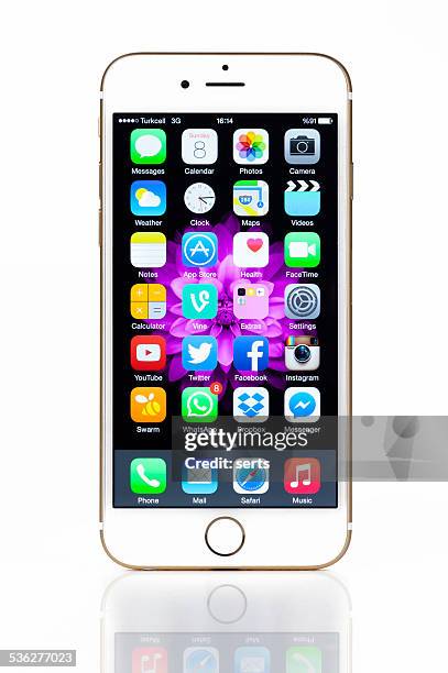 iphone 6 on white - android phone stockfoto's en -beelden