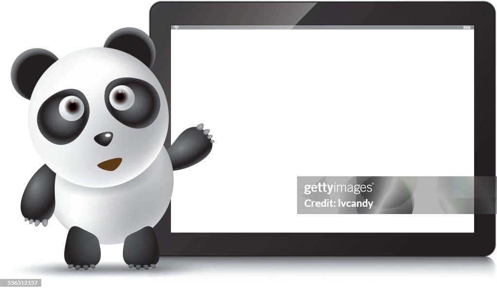 Panda And Tablet Pc High-Res Vector Graphic - Getty Images