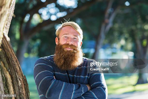 hombre de mediana edad con una larga barba - bushy fotografías e imágenes de stock