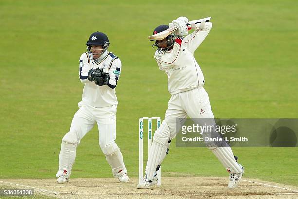 Alviro Petersen of Lancashire bats during day four of the Specsavers County Championship: Division One match between Yorkshire and Lancashire at...