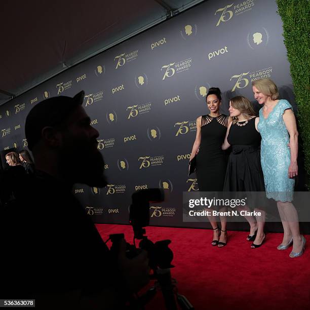 Journalist Caitlin Dickerson, Senior Producer at NPR Nicole Beemsterboer and Research Librarian at NPR Barbara Van Woerkom attend the 75th Annual...