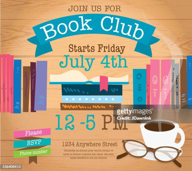 retro women's book club event invitation design template - book club stock illustrations