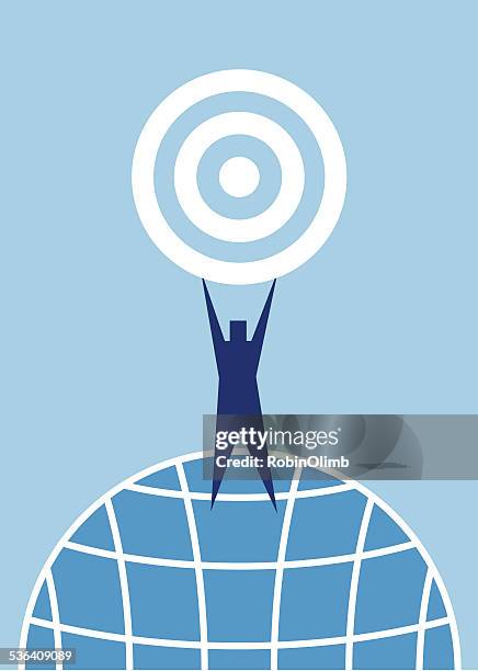 holding up target globe - globe top stock illustrations