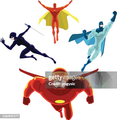Vector Superhero Team Charging Forward Vector Superhero Team Charging Forward