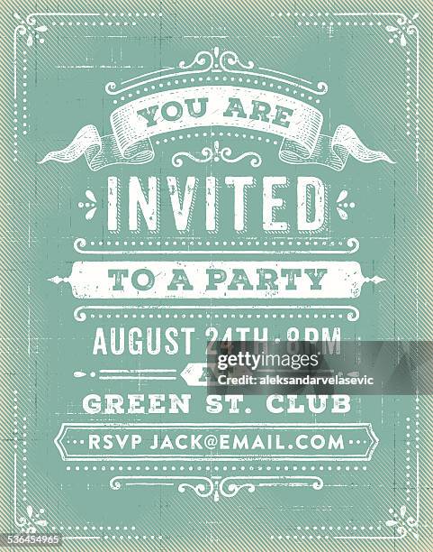 vintage party invitation - invitation stock illustrations