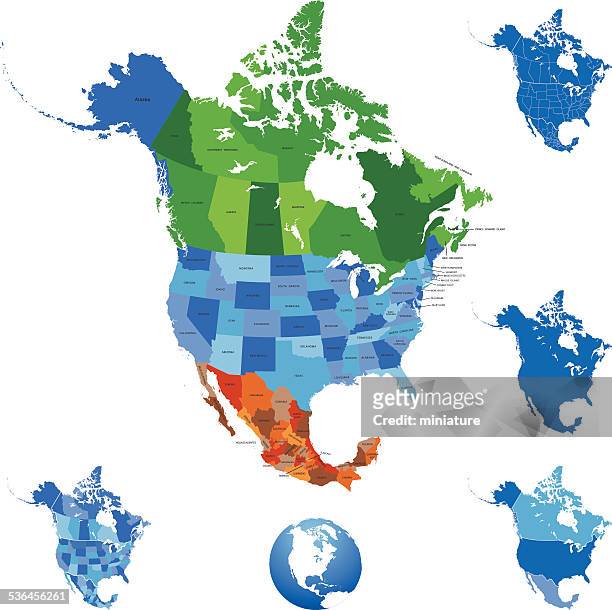 north america map - canada stock illustrations