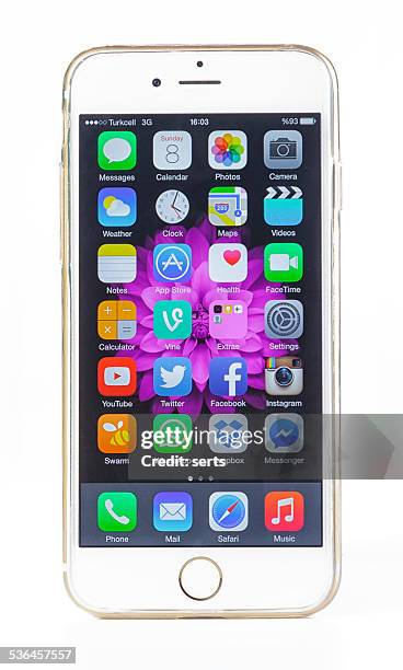 iphone 6 with protector case on white - android apps stock pictures, royalty-free photos & images