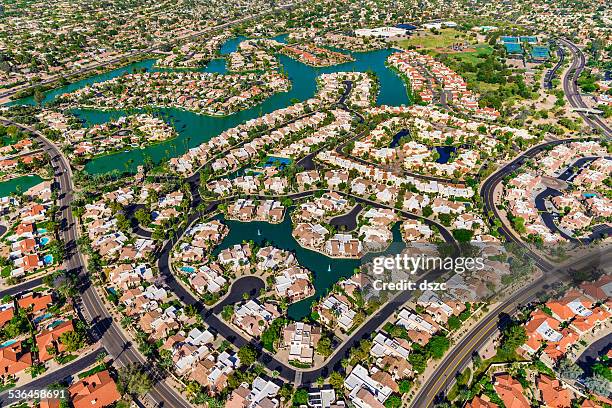 scottsdale phoenix arizona suburban housing development neighborhood - aerial view - phoenix arizona 個照片及圖片檔