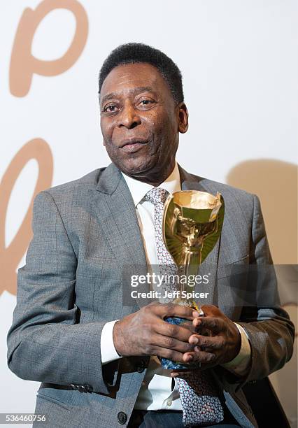 Pele attends a photocall for Pele: The Collection presented by Julien's Auctions on June 1, 2016 at the Mall Galleries