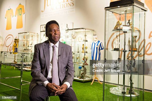 Pele attends a photocall for Pele: The Collection presented by Julien's Auctions on June 1, 2016 at the Mall Galleries