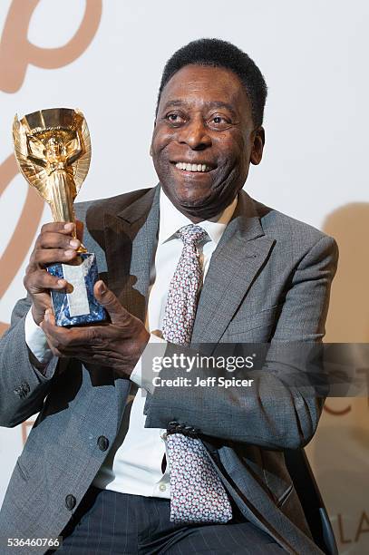 Pele attends a photocall for Pele: The Collection presented by Julien's Auctions on June 1, 2016 at the Mall Galleries