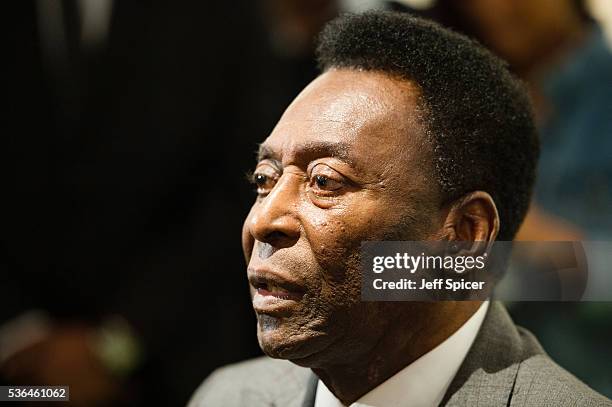 Pele attends a photocall for Pele: The Collection presented by Julien's Auctions on June 1, 2016 at the Mall Galleries
