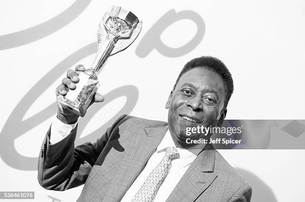 Pele attends a photocall for Pele: The Collection presented by Julien's Auctions on June 1, 2016 at the Mall Galleries