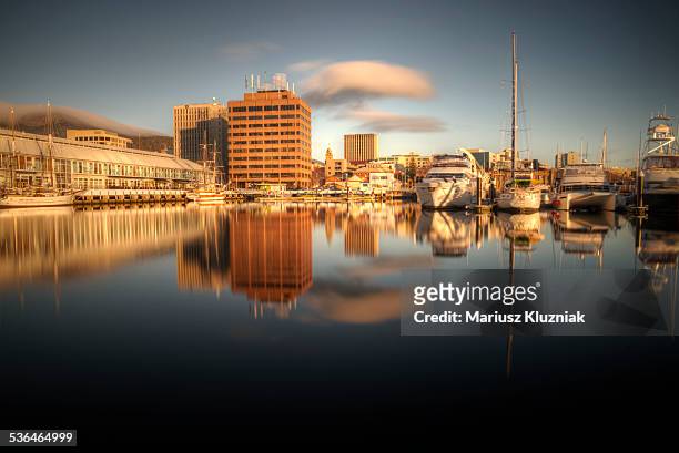 hobart harbour sunrise - hobart stock pictures, royalty-free photos & images