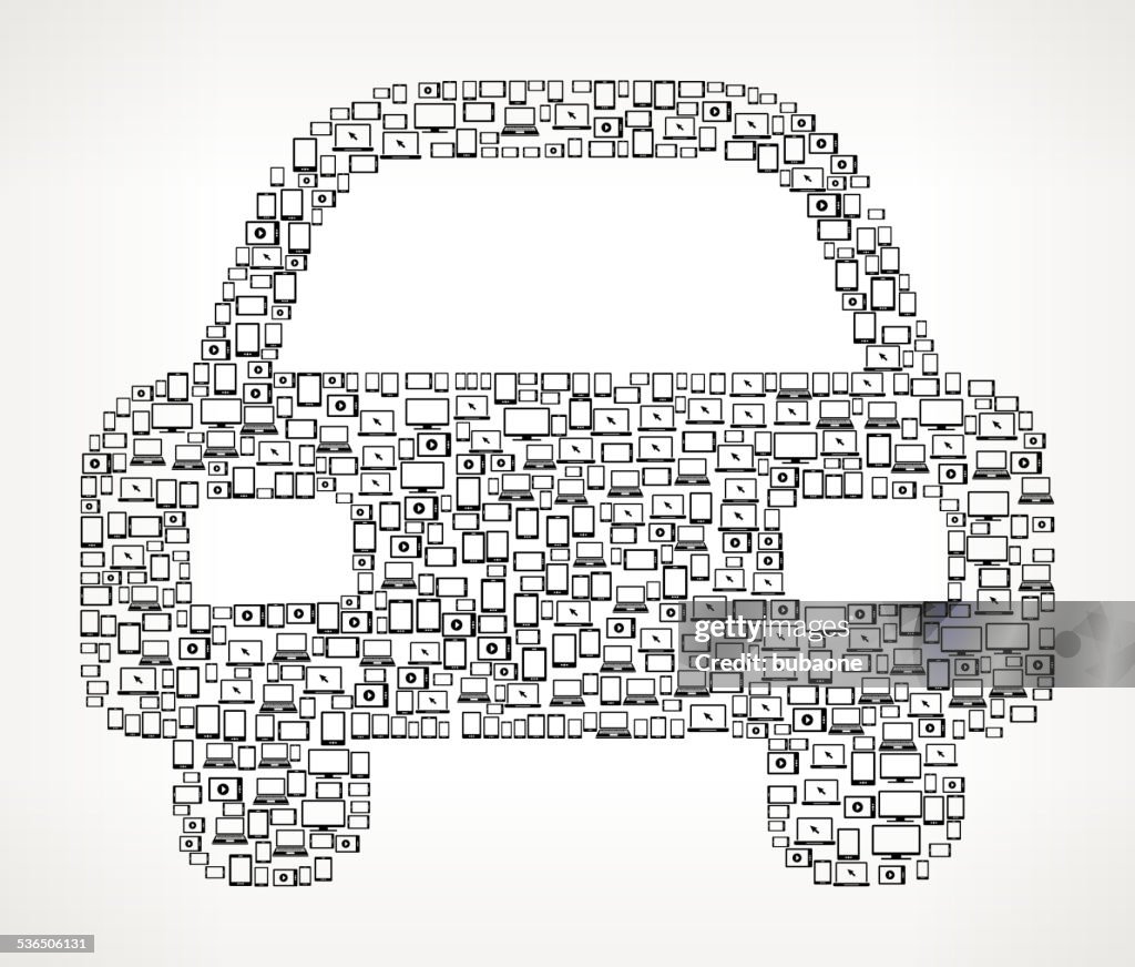Car Front Digital Screen and Smart-phone royalty free vector art