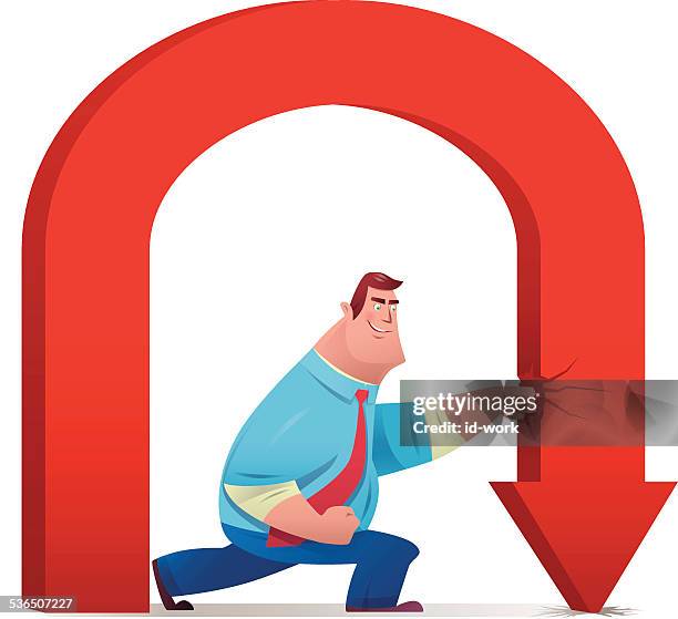 hitting falling arrow - breaking boundaries stock illustrations