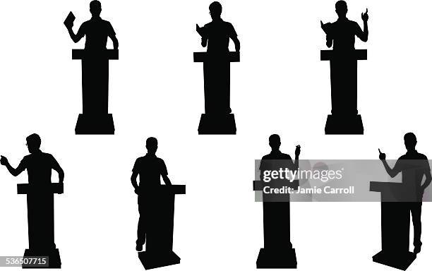 vorträge silhouetten - pult stock-grafiken, -clipart, -cartoons und -symbole