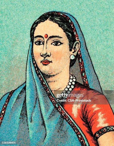 portrait of a woman - indian culture stock illustrations