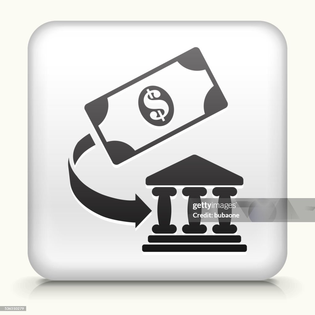 Square Button with Money & Bank royalty free vector art
