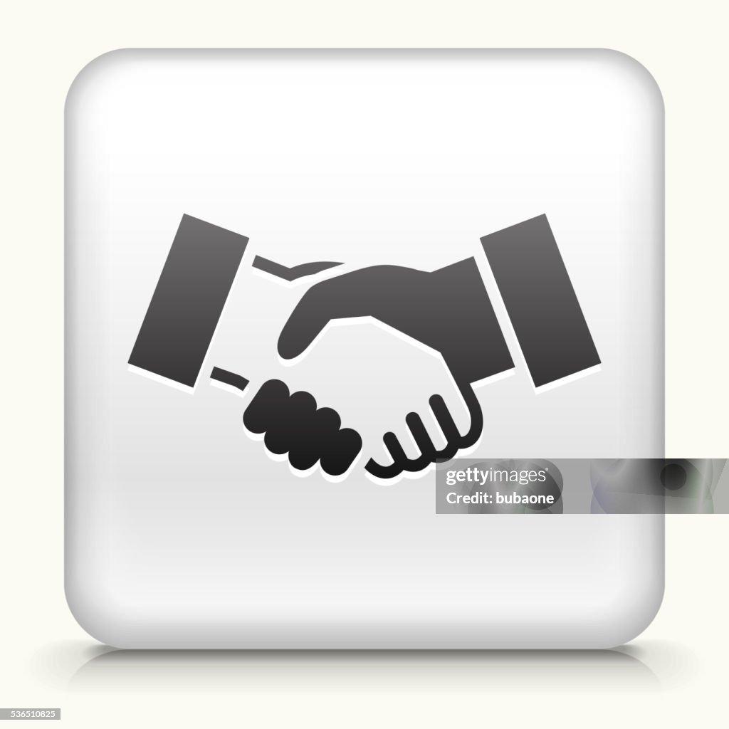 Square Button with Handshake royalty free vector art