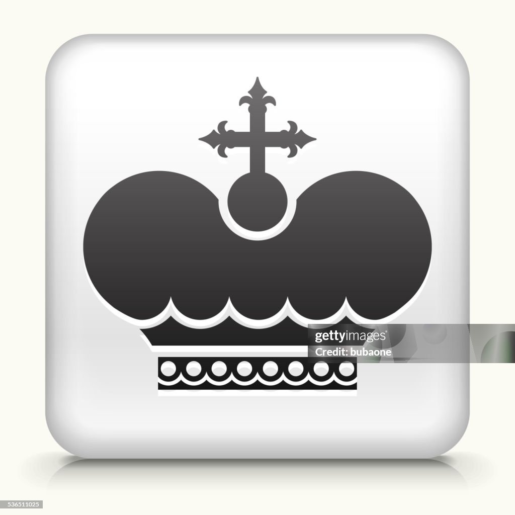 Square Button with Crown royalty free vector art