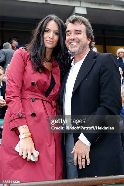 Arnaud Lagardere with his wife Jade attend Day Eleven of the 2016 French Tennis Open at Roland Garros on June 1, 2016 in Paris, France.