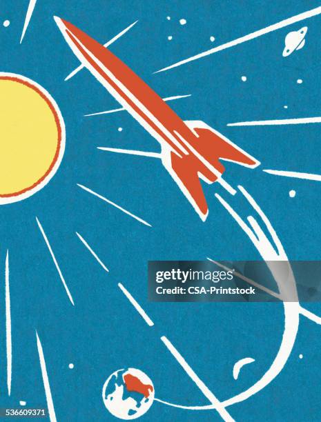 rocket in outer space - missile stock illustrations