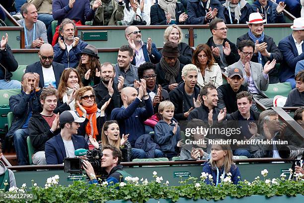 Loge Lacoste" ; Stephane Freiss, Jerome Commandeur, Melanie Bernier , Manu Katche with his wife Laurence, Pascal Legitimus with his wife Adriana...