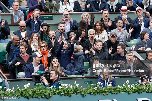 Loge Lacoste" ; Stephane Freiss, Jerome Commandeur, Melanie Bernier , Manu Katche with his wife Laurence, Pascal Legitimus with his wife Adriana...