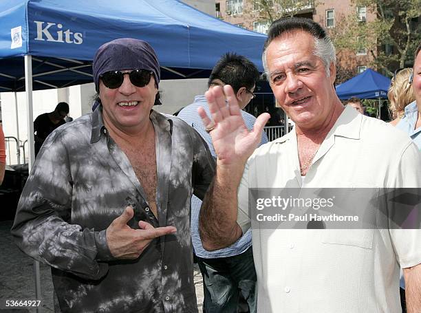 Musician/actor Steven Van Zandt and actor Tony Sirico pose for photos prior to the "Save CBGB's" rally hosted by Van Zandt in Washington Square Park...