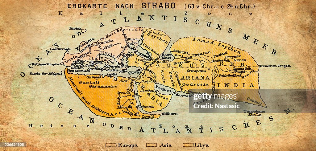 Strabops Map Of The World According To Strabo High-Res Vector Graphic - Getty Images