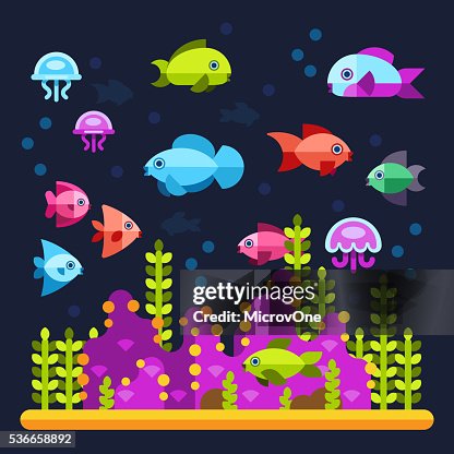 Underwater Life With Sea Animals In Flat Style High-Res Vector Graphic - Getty Images Underwater Life With Sea Animals In Flat Style High-Res Vector Graphic - Getty Images
