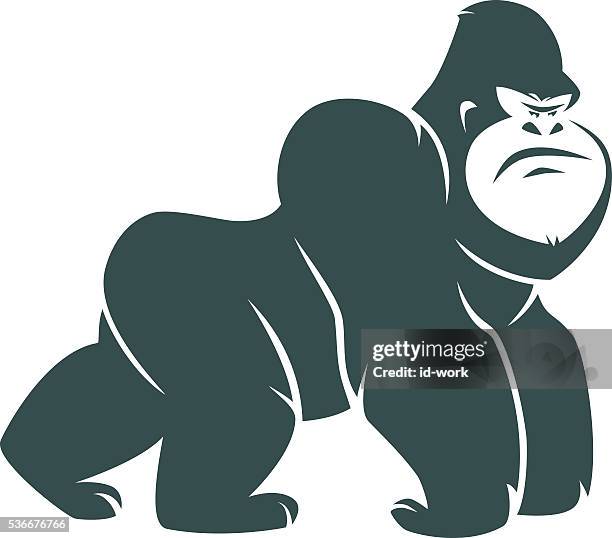 angry gorilla walking - yeti stock illustrations