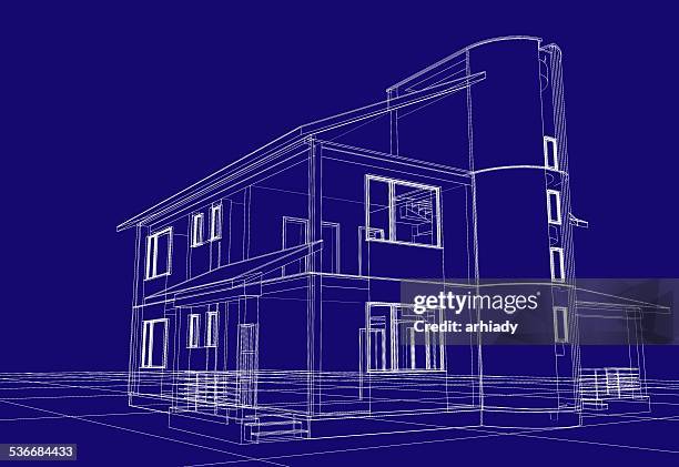 abstract wire-frame construction house architecture - private foundations stock illustrations