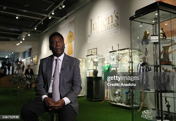 Pele attends a photocall for Pele: The Collection presented by Julien's Auctions at the Mall Galleries in London, United Kingdom on June 1, 2016.