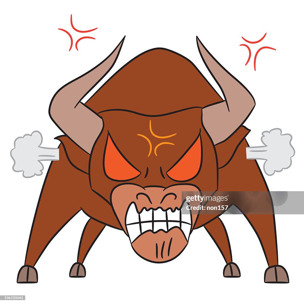 Cartoon drawing angry bull