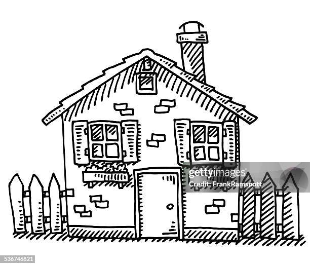 ilustraciones, imágenes clip art, dibujos animados e iconos de stock de casa independiente dibujo - bolígrafo y marcador