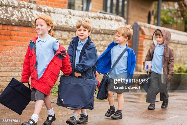 children walking to school - first day of school bildbanksfoton och bilder