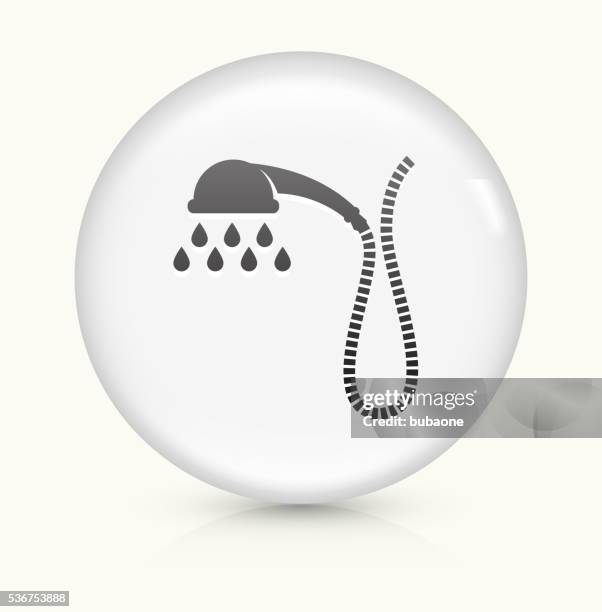 shower head icon on white round vector button - sprinkling stock illustrations