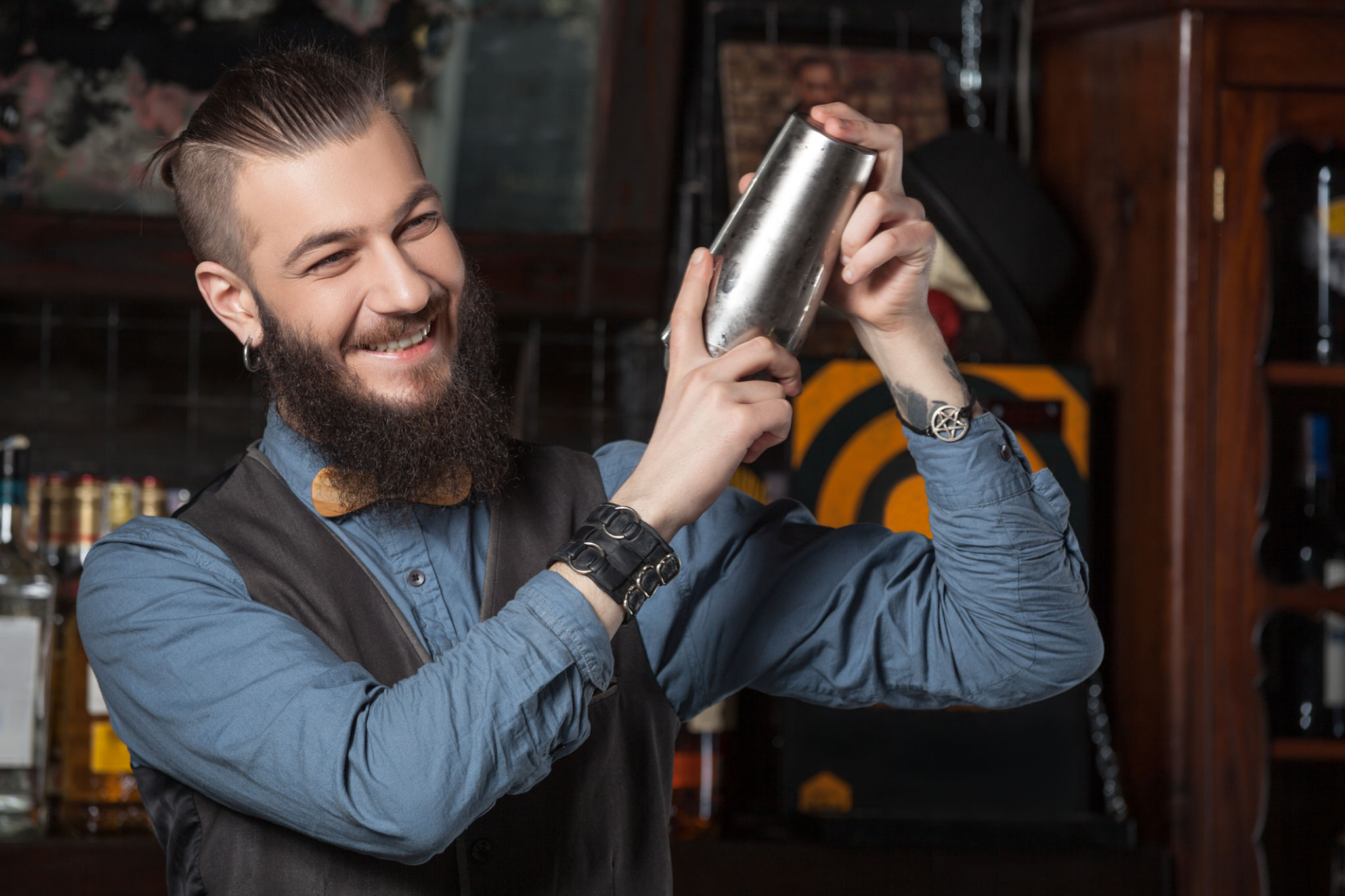 bartender shaking cocktail